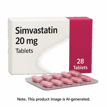 Box of Simvastatin Tablets used to lower cholesterol